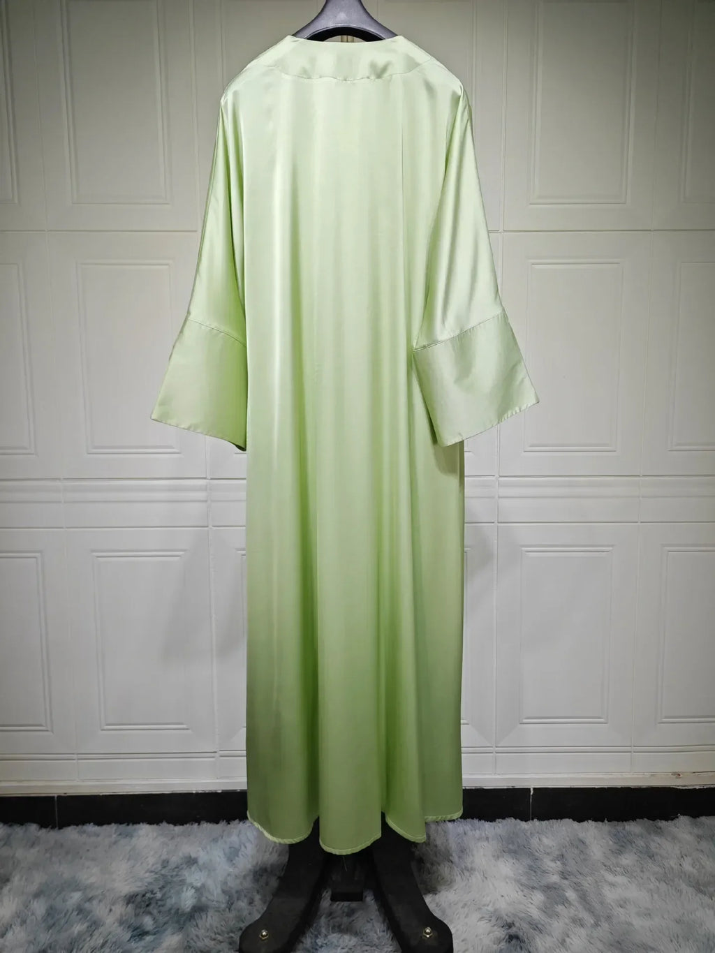 Muslim Women Pink Satin Kimono Abaya Damen Dubai Elegant Luxury Kaftan Modest Dress Islam Caftan Marocain Robe Femme Musulmane