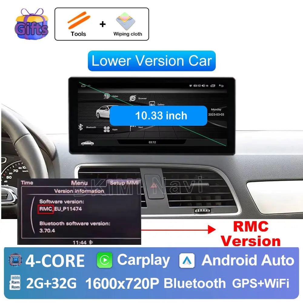 Android OS Car Radio for Audi Q3 2013 2014 2015 2016- 2018 Video Multimedia Player 4G GPS Navi Carplay Auto Accessories DSP BT