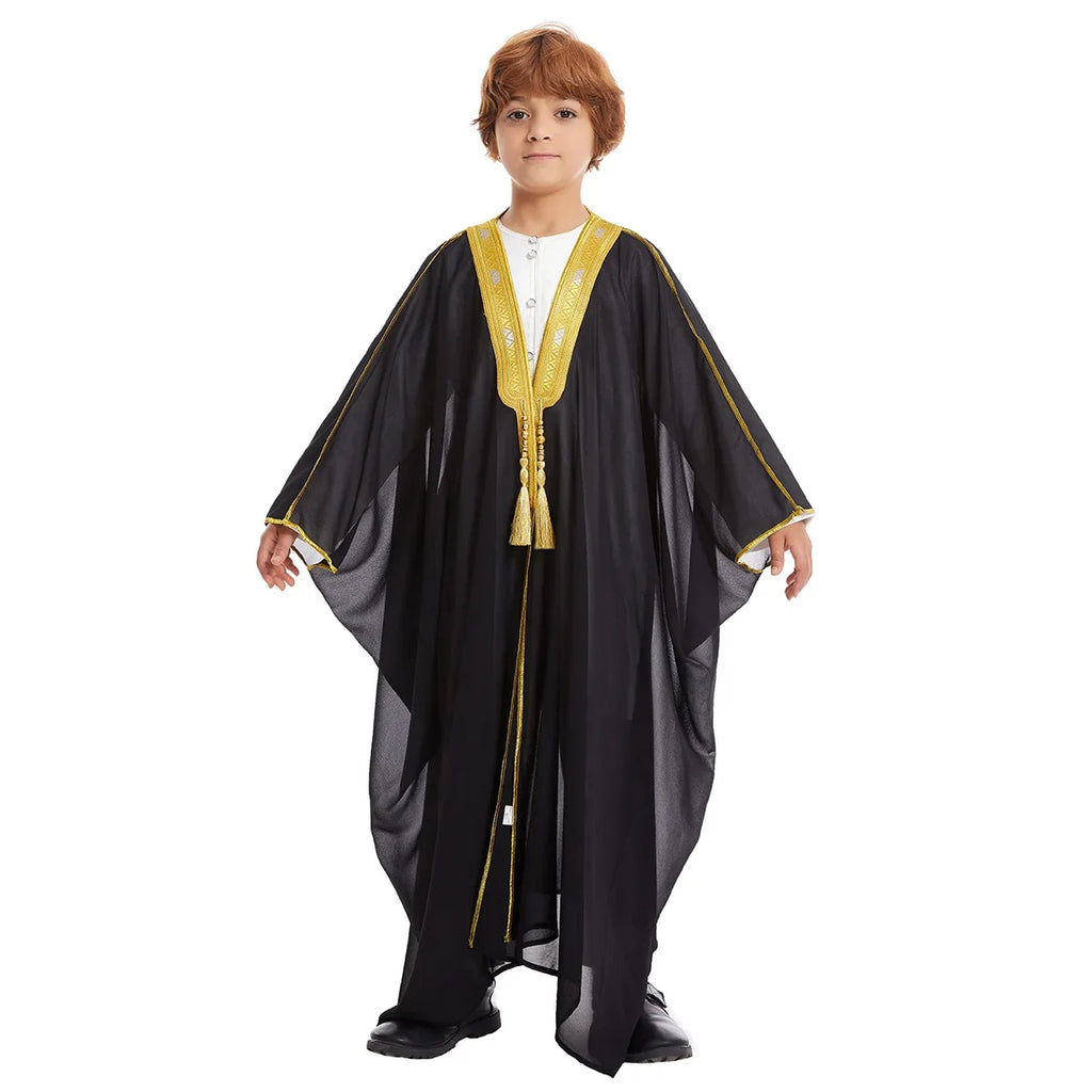 Muslim Saudi Arabian Boy Abaya Children Praying Islamic Clothing Kimono Middle Eastern Teen Dress Dubai New Fashion Classic