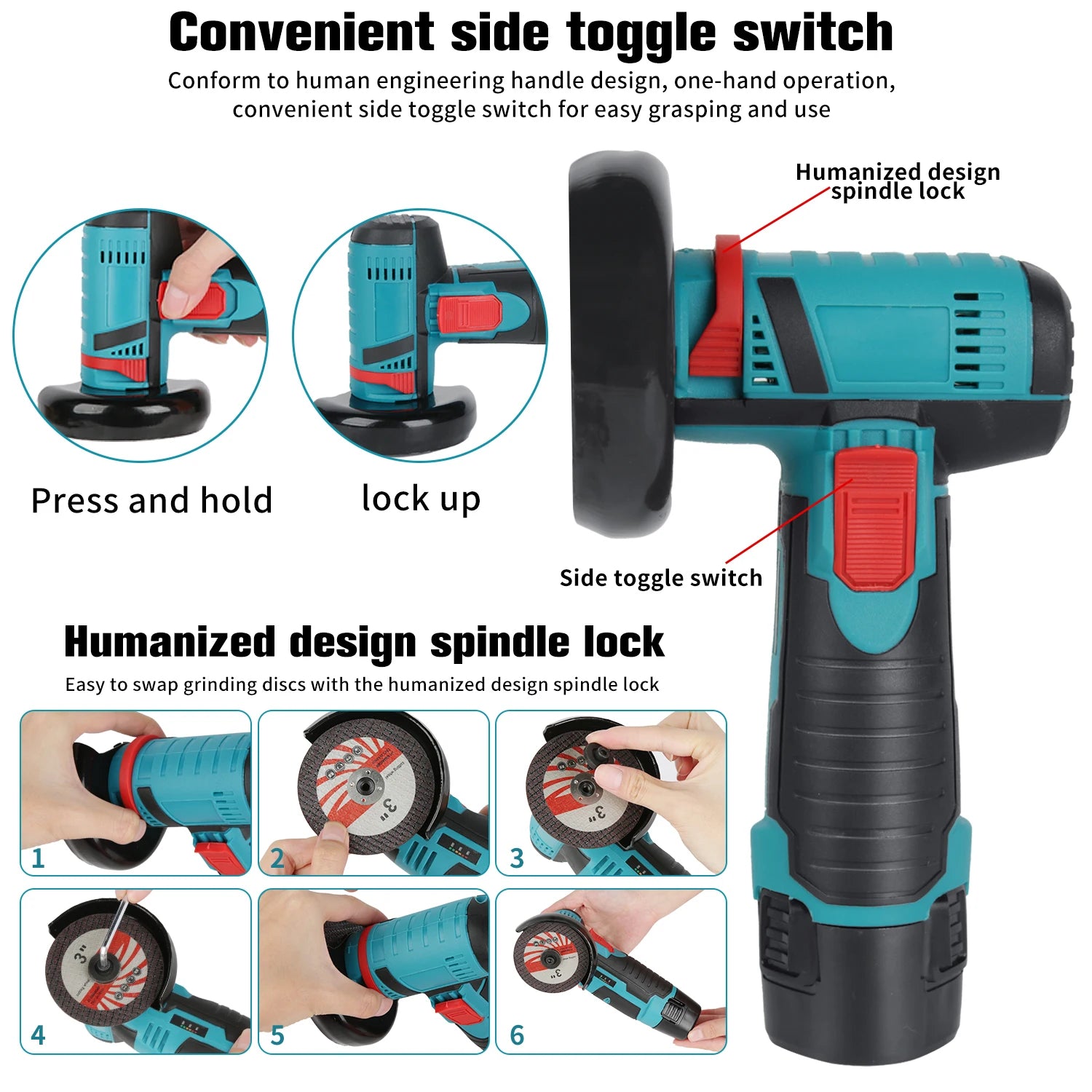 Mini Angle Grinder With 2 Battery Cutting Grinder For Cutting Polishing Wood Stone Steel 12V Cordless Polisher Cutting Machine