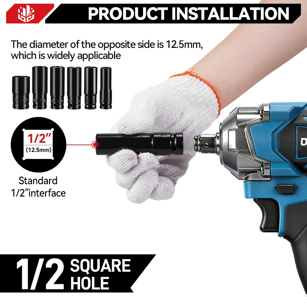 ONEVAN 1200N.M Brushless 1/2 inch Electric Impact Wrench, 3-Function Cordless Drill Screwdriver Tools for Makita 18V Battery