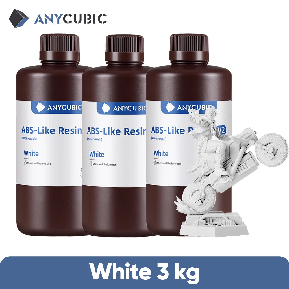 ANYCUBIC 3KG ABS-Like Resin 3.0 Water-Washable UV 405nm Photopolymer Resin 3D Resin High Precision for LCD 3D Printer