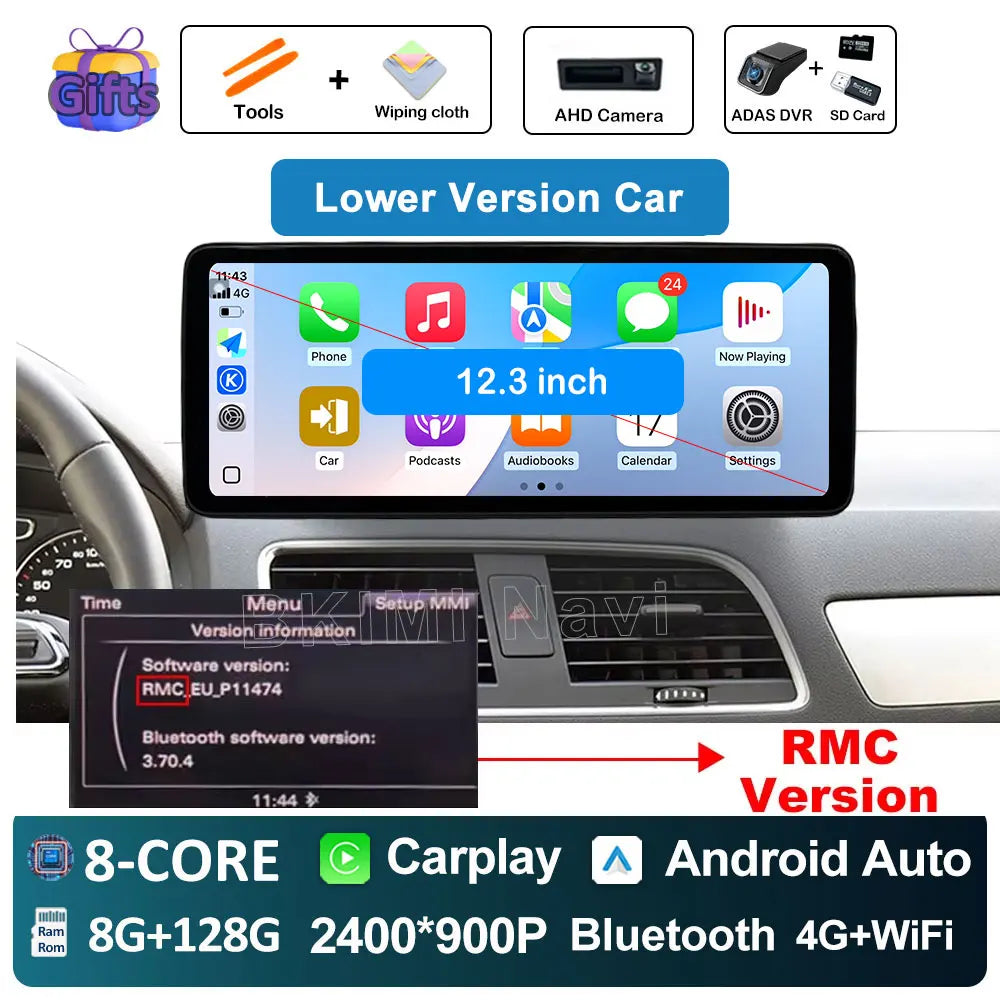 Android OS Car Radio for Audi Q3 2013 2014 2015 2016- 2018 Video Multimedia Player 4G GPS Navi Carplay Auto Accessories DSP BT