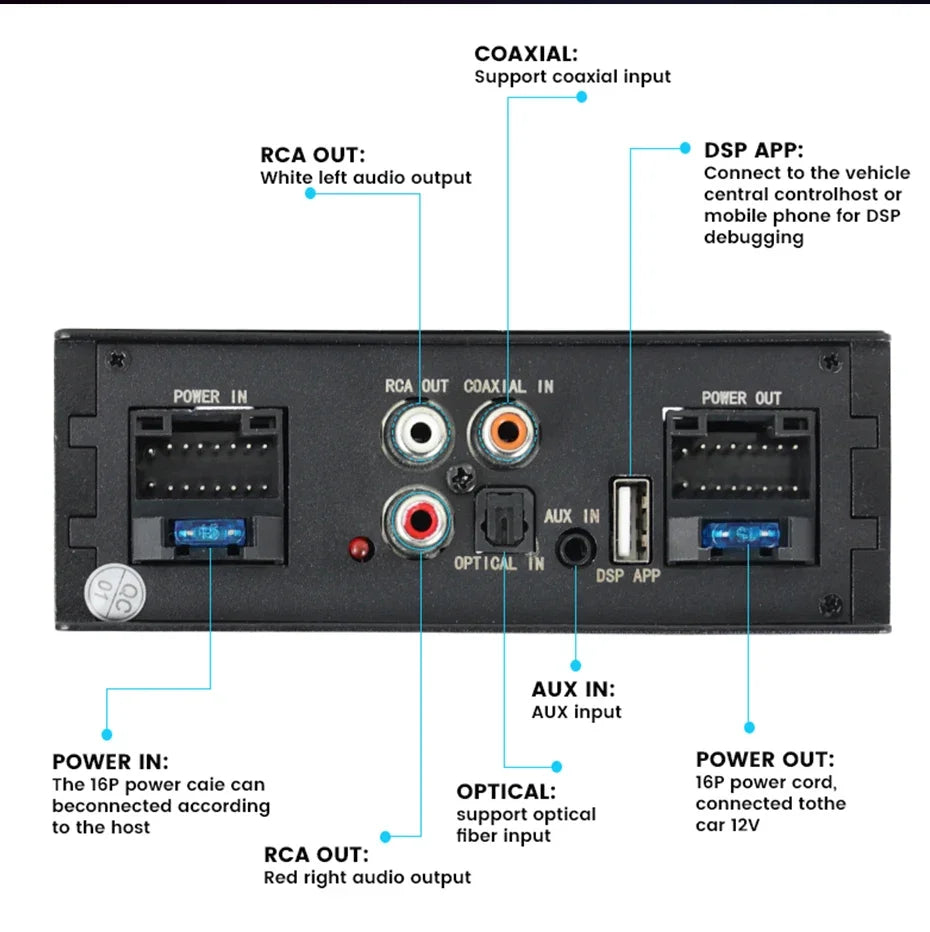 Android Radio DSP Audio Processor 4*80W Amplify Automotive Sound Modules Electronics Stereo Amplifer APP Automobiles Car Parts
