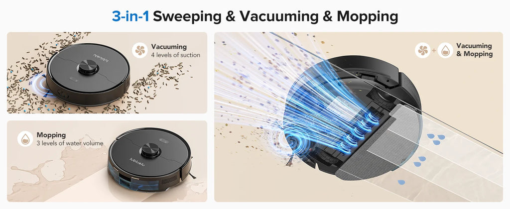 Lubluelu L15 Max  Robot Vacuum Mop Combo 5500Pa Robot Vacuum Auto-Charging  5 Maps 24 No-go Zones 3 In 1 Robot Vacuum Cleaner