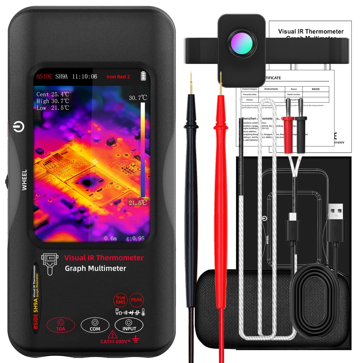 BSIDE SH7 320*320 Thermal Imager Camera 20000 Counts Touchscreen Digital Multimeter 2 in 1 IR Camera for Macro lens Repair PCB
