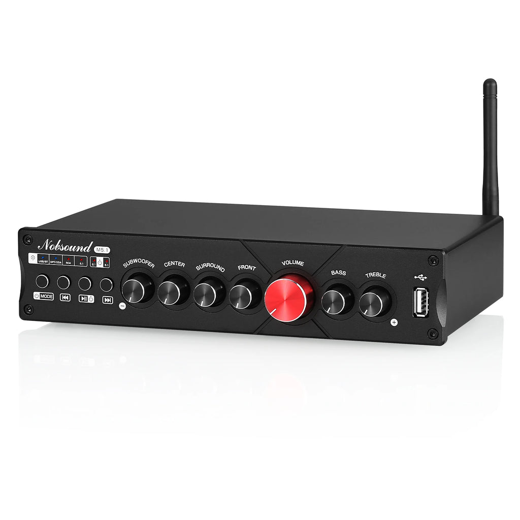 Nobsound M5.1 Digital Bluetooth Receiver 5.1 Channel Coaxial/Optical Home Theater Power Amp U-disk Subwoofer Amplifier