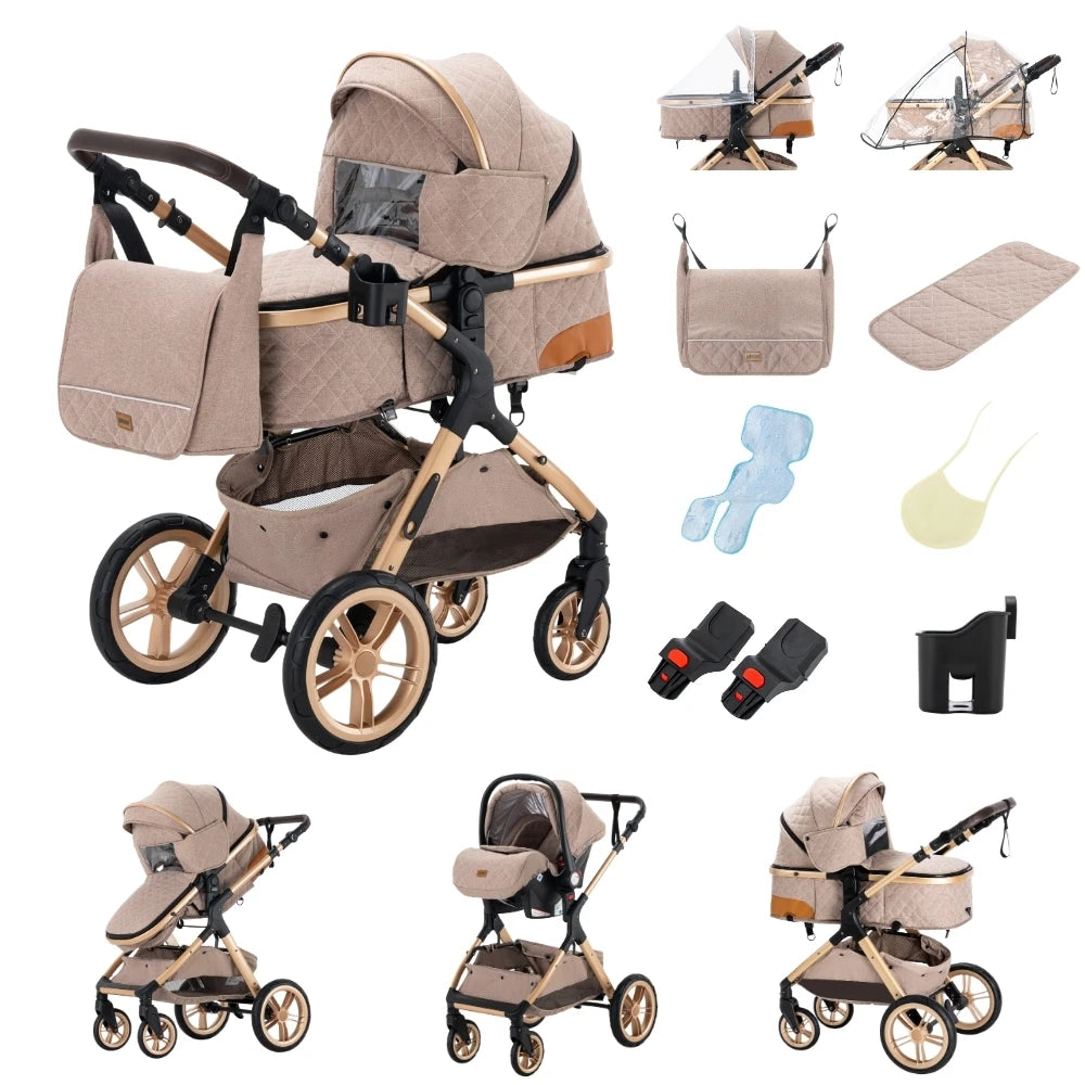 Baby Stroller 3 in 1 Multifunctional Stroller Easy Folding Travel Portable Baby Carriage Safety Seat EU Standard Free Shipping