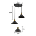 3 Lights Vintage Industrial Pendant Light, Metal Edison Design,Black Metal Hanging Chandeliers,E27 Ceiling Lighting for Kitchen