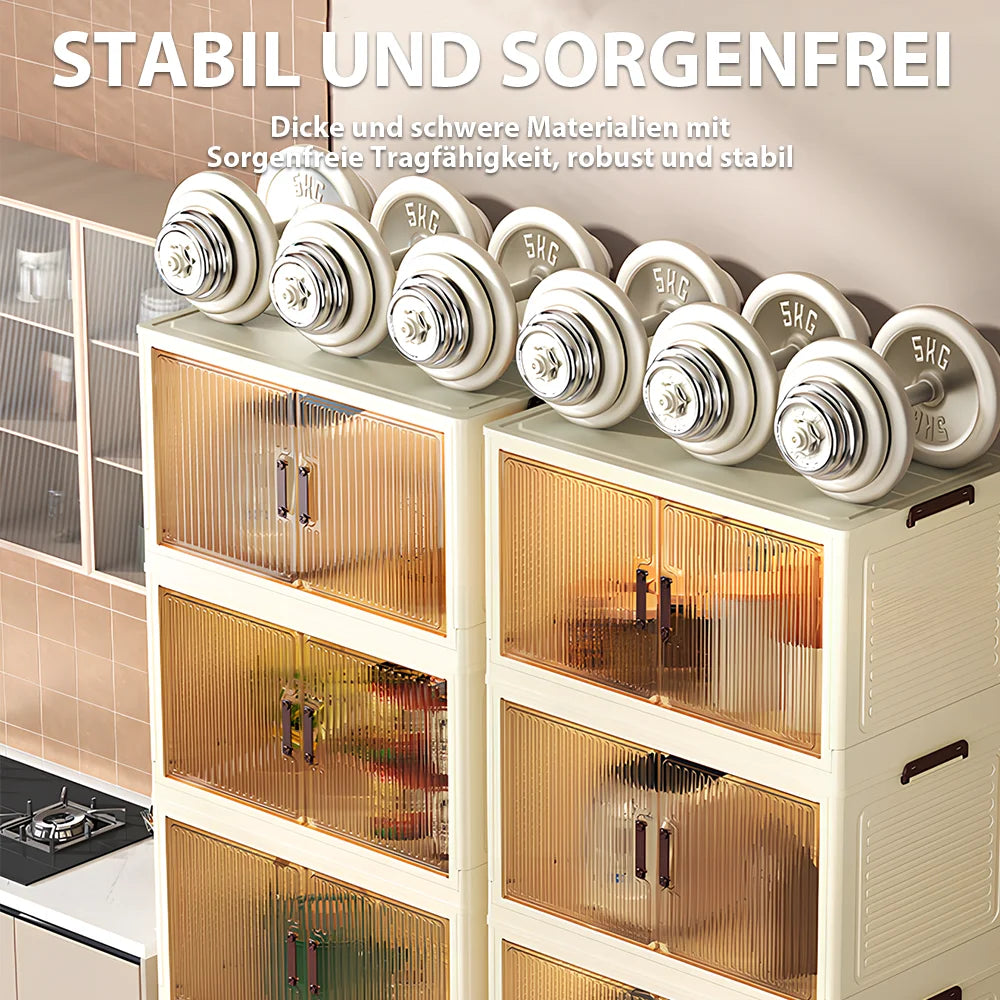 Storage Box Folding Storage Cabinet Dustproof with Swivel Wheels for Kitchen, Bedroom, Living Room
