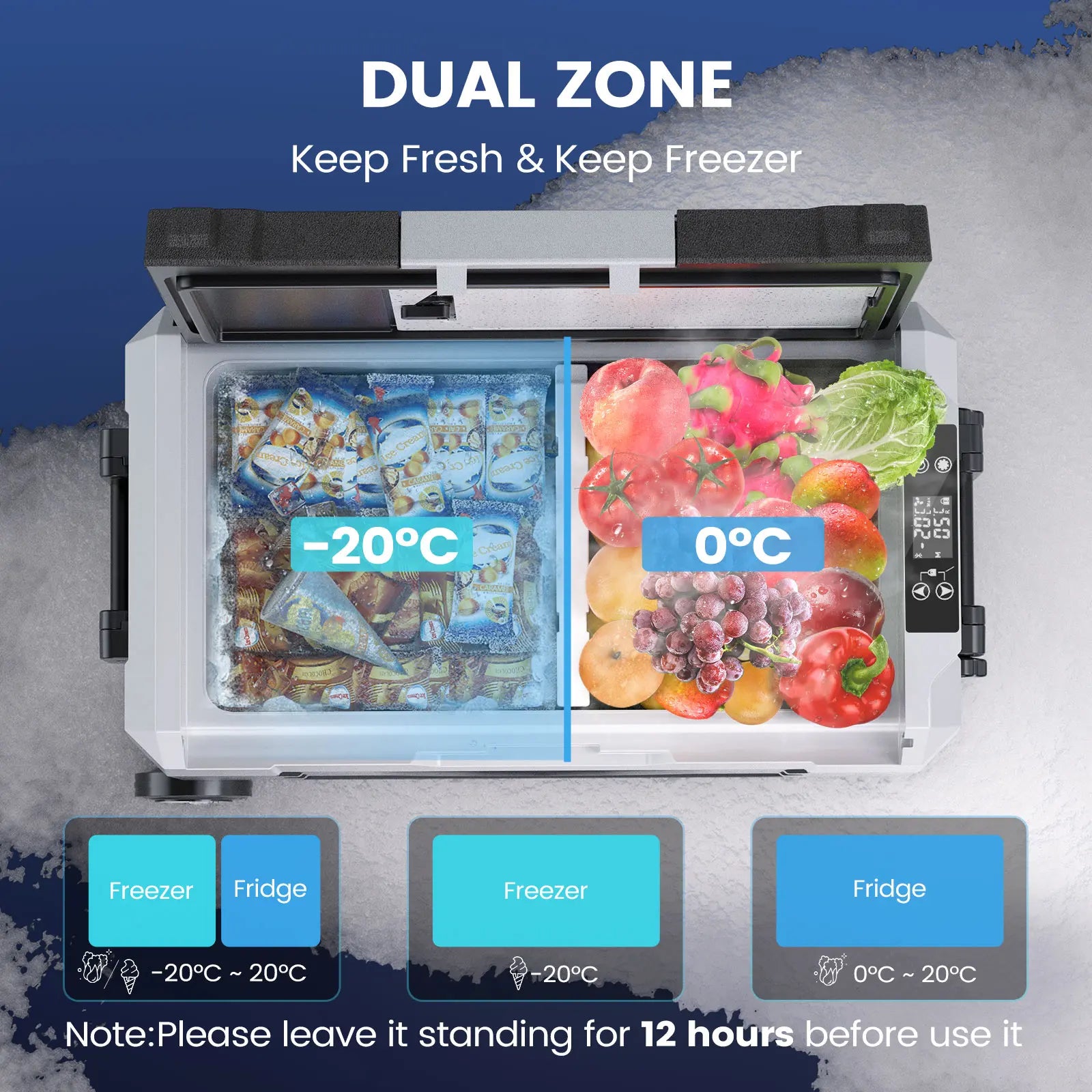 KROAK Car Refrigerator 12V 24V RV Car Fridge Dual Zone APP Control 35L 45L 55L Portable Refrigerator Freezer for Camping Travel