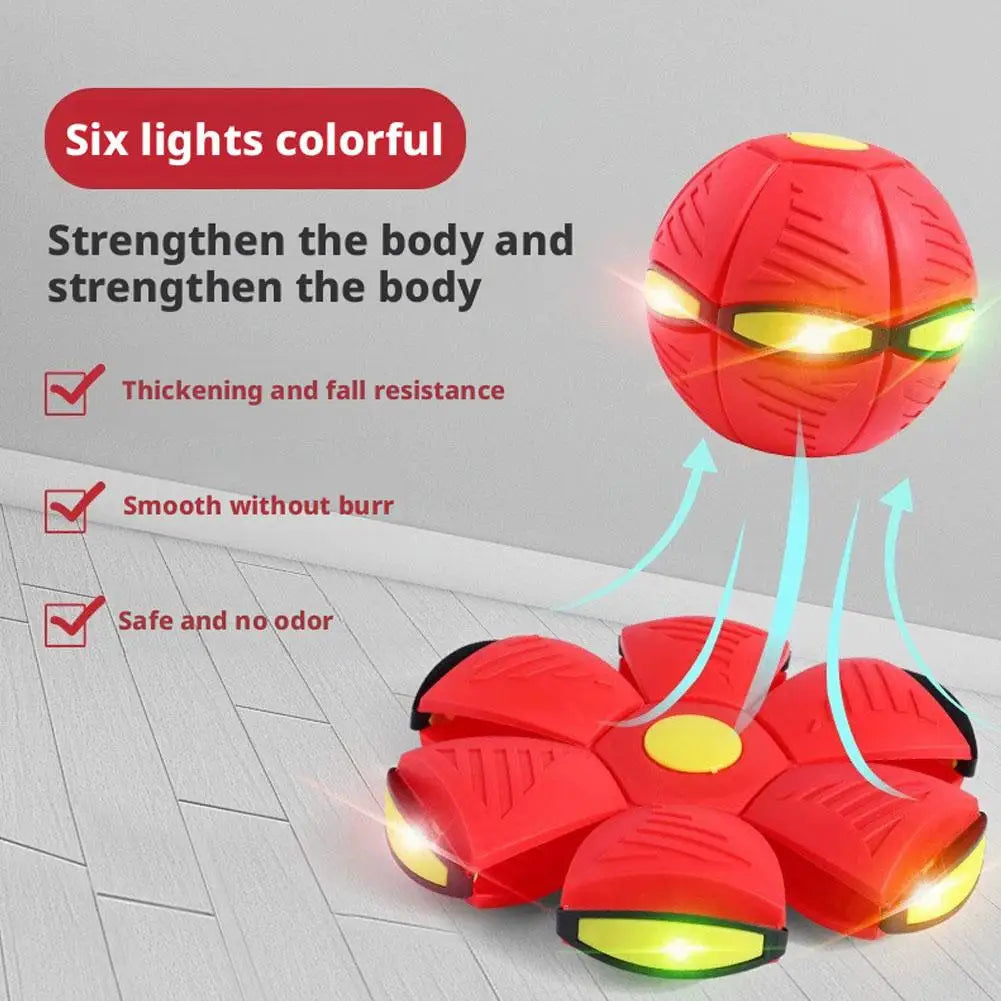 Intelligent Transformable Flying Saucer Ball Magic Elastic Deformable Toy with LED Lights for Kids Indoor Outdoor Play Game