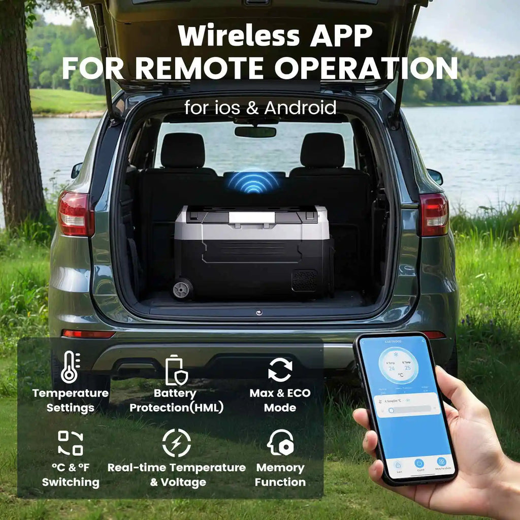 KROAK Car Refrigerator 12V 24V RV Car Fridge Dual Zone APP Control 35L 45L 55L Portable Refrigerator Freezer for Camping Travel