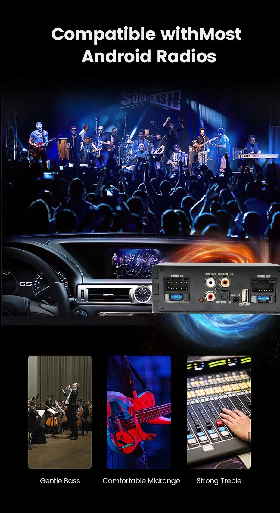 Android Radio DSP Audio Processor 4*80W Amplify Automotive Sound Modules Electronics Stereo Amplifer APP Automobiles Car Parts