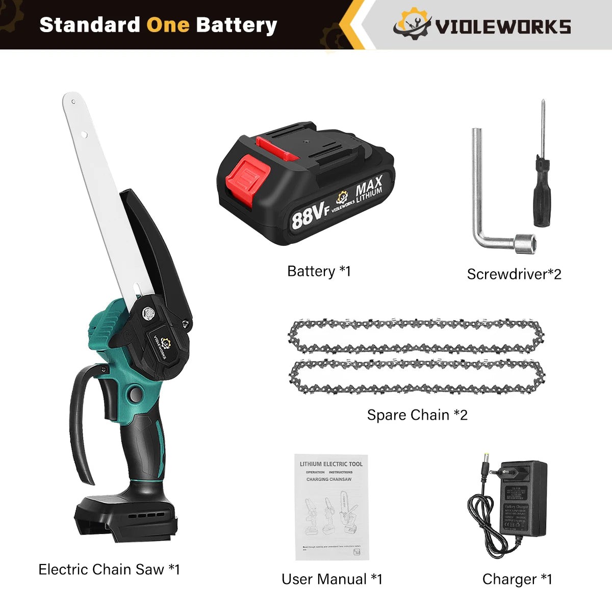 3000w Cordless Chain Saw 6/8 Inch Electric Chainsaw Rechargeable Pruning Wood Cutting Power Tools For 18V Battery