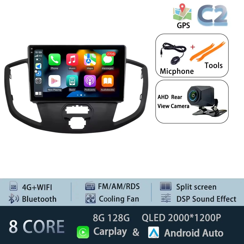 Android 15 for Ford Transit 2015 - 2018 Qualcomm Snapdragon Navigation 4G WIFI  Multimedia Player Auto Carplay auto BT