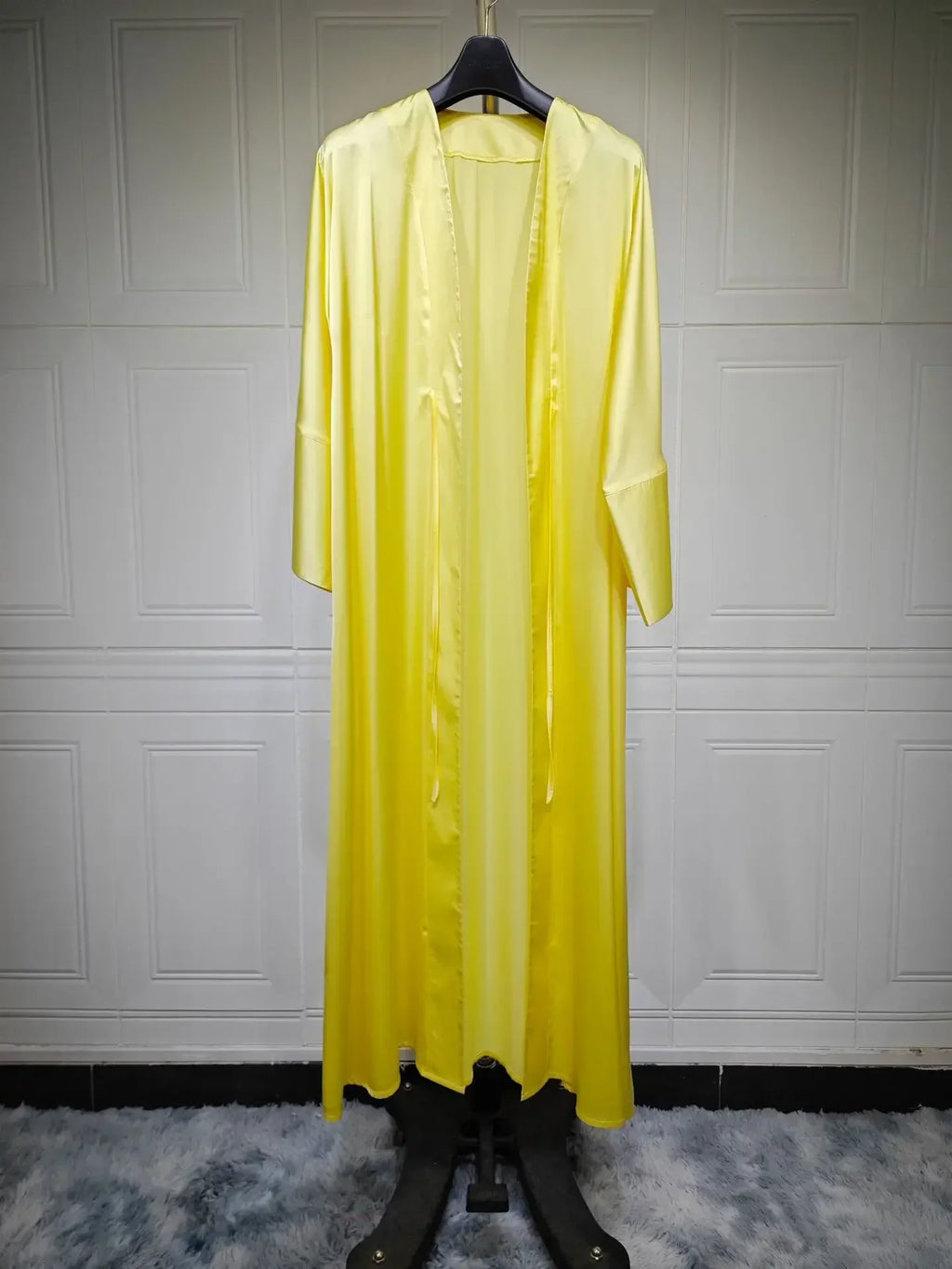 Muslim Women Pink Satin Kimono Abaya Damen Dubai Elegant Luxury Kaftan Modest Dress Islam Caftan Marocain Robe Femme Musulmane