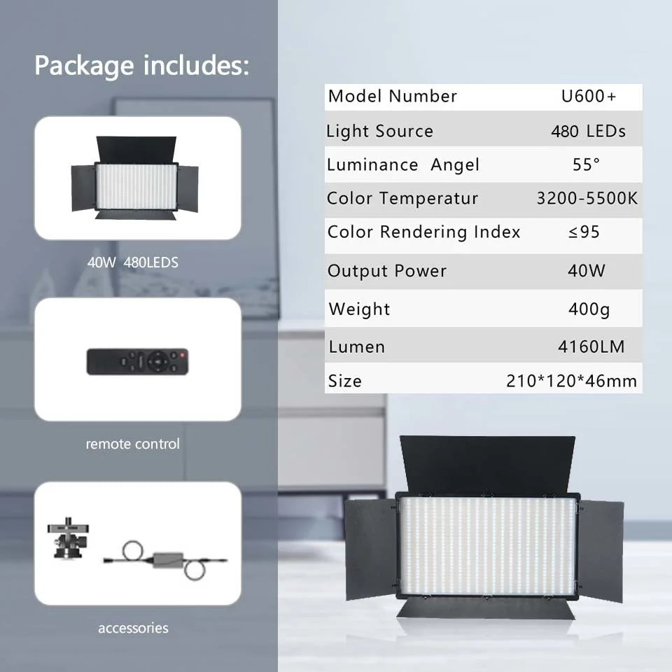 LED Photo Studio Light For Youbute Game Live Video Lighting On Camera 40W/50W Portable Video Recording Photography Panel Lamp
