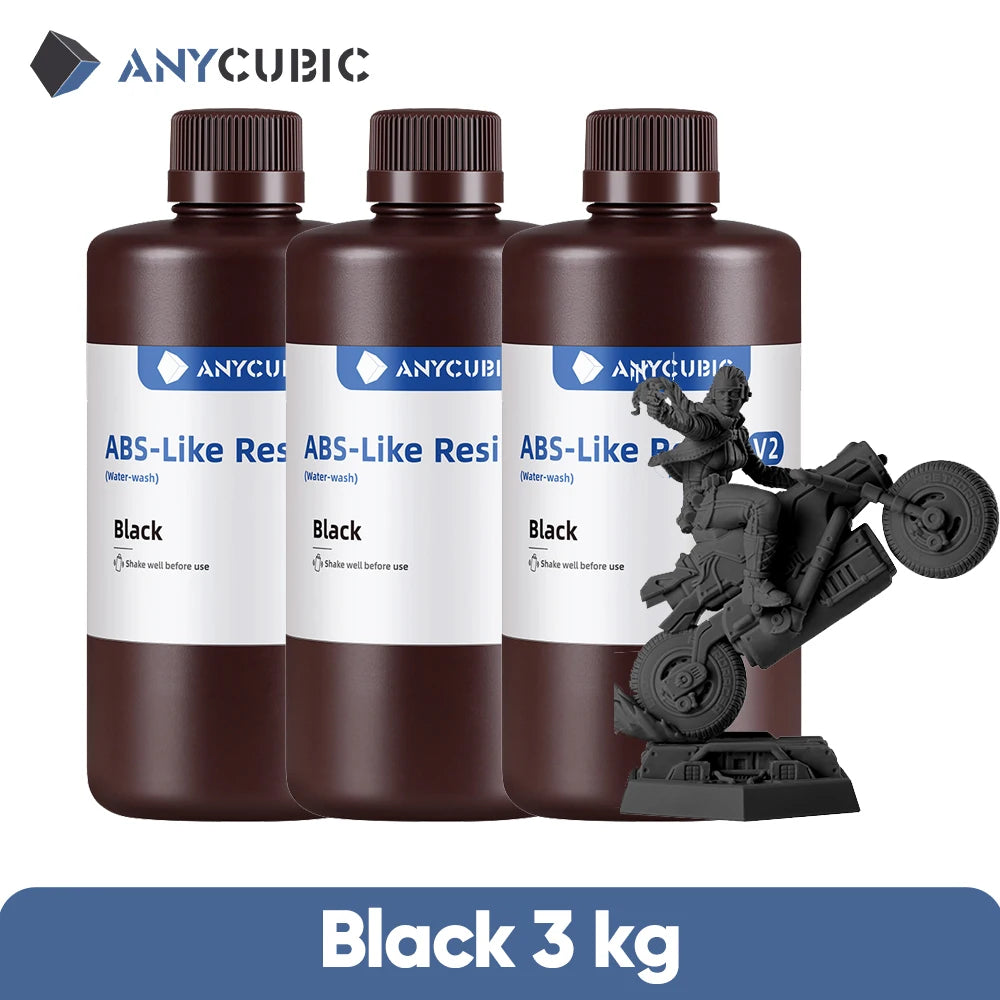 ANYCUBIC 3KG ABS-Like Resin 3.0 Water-Washable UV 405nm Photopolymer Resin 3D Resin High Precision for LCD 3D Printer