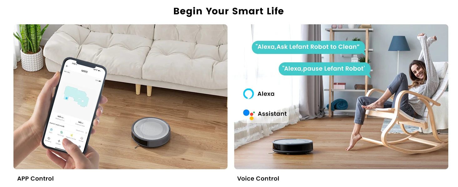 Lefant M310 Robot Vacuum Cleaner 4500PA Powerful Suction 180 Minutes,App/Alexa Control Ideal for Pet Hair and Hard Floors