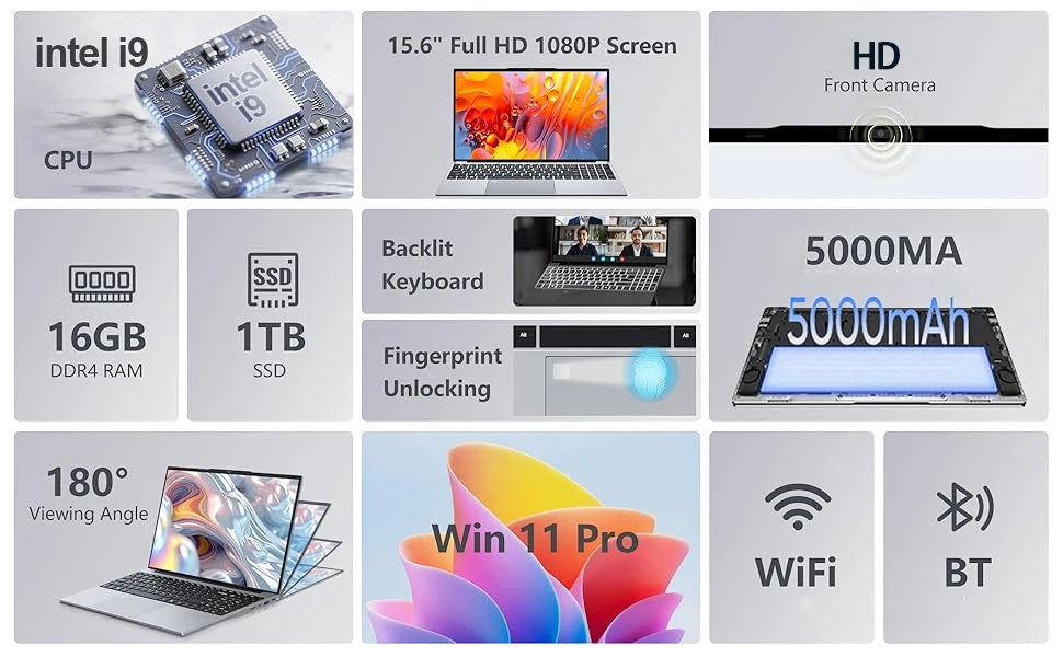 New Portable Laptop Intel Core i9 10980HK Windows 11 15.6 inch PC Gamer 16GB DDR4 1TB 2TB SSD Notebook Computer Gaming Laptops