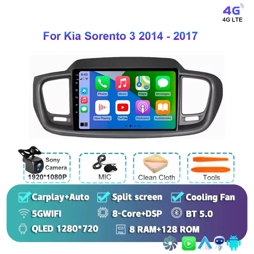 Android 15 For Kia Sorento 3 2014 - 2017 Car Radio Multimedia Video Player Navigation stereo GPS Android 10 No 2din 2 din dvd