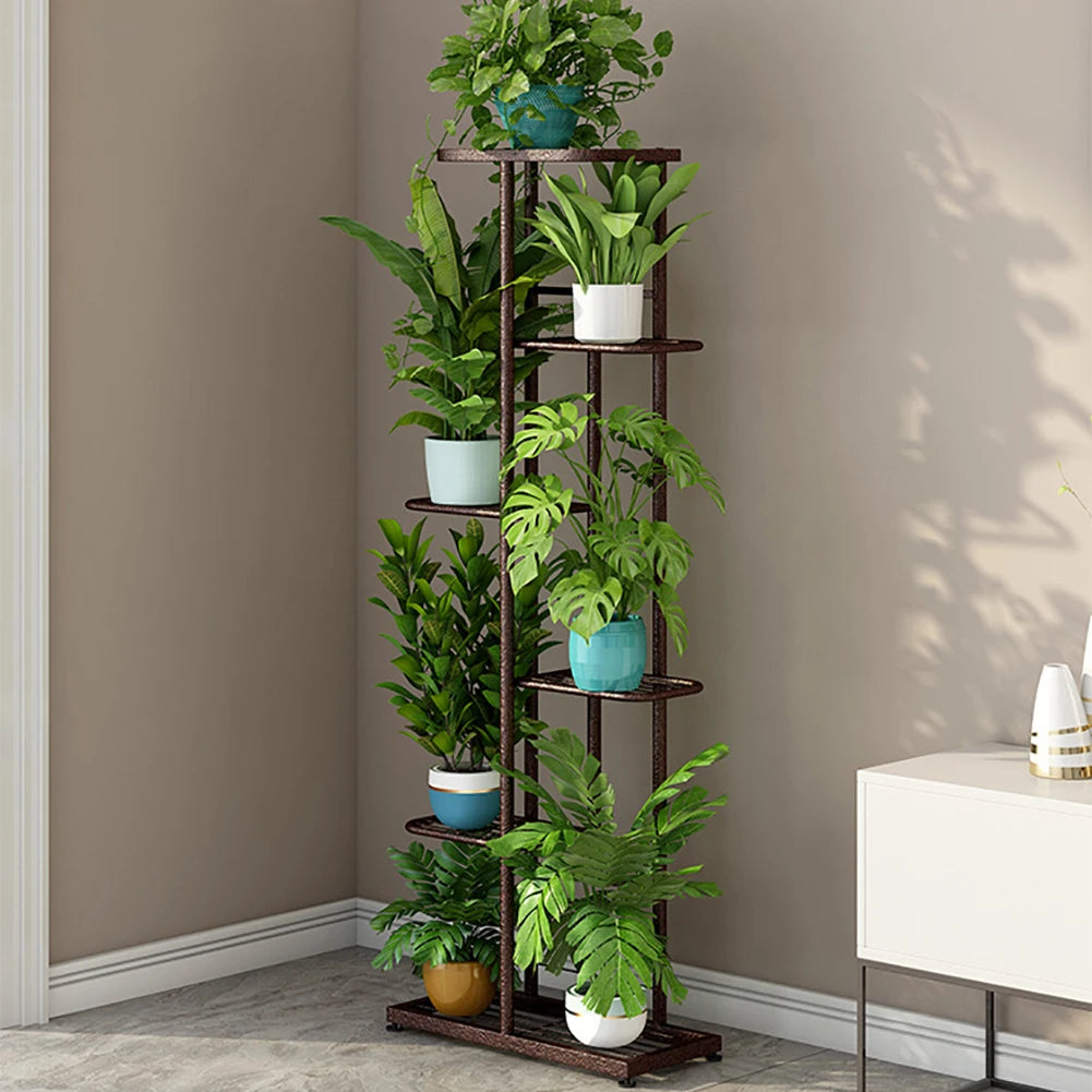 6 Tier Plant Shelves Iron Potted Flower Plant Stand Rack Multiple Flower Pot Holder Shelf Indoor Outdoor Planter Display