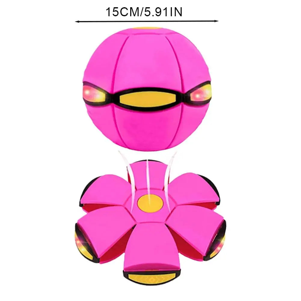 Intelligent Transformable Flying Saucer Ball Magic Elastic Deformable Toy with LED Lights for Kids Indoor Outdoor Play Game