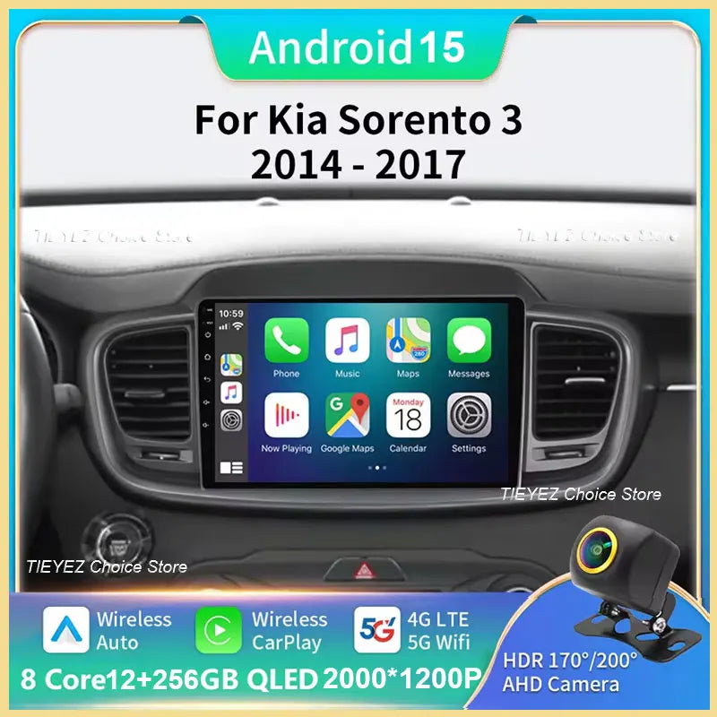 Android 15 For Kia Sorento 3 2014 - 2017 Car Radio Multimedia Video Player Navigation stereo GPS Android 10 No 2din 2 din dvd