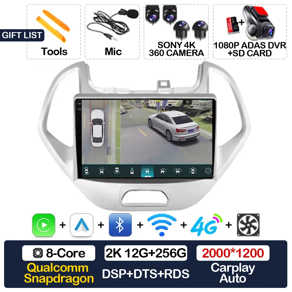 Android 15 Car Radio For Ford FIGO KA 2015 2016 2017 2018 2019 2020 GPS NAVI 4G LTE 5G WIFI QLED Multimedia Video Player 2DIN BT