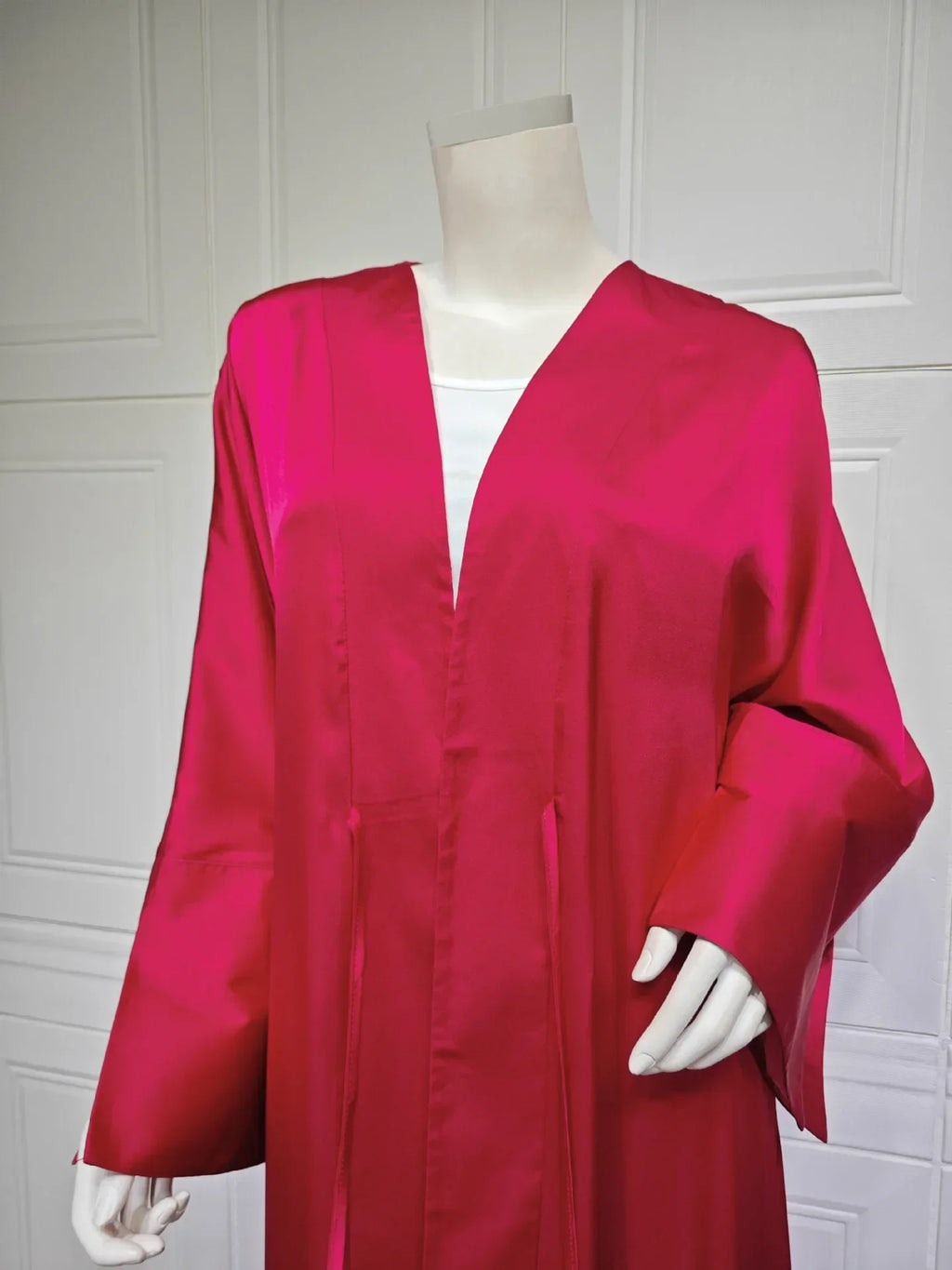 Muslim Women Pink Satin Kimono Abaya Damen Dubai Elegant Luxury Kaftan Modest Dress Islam Caftan Marocain Robe Femme Musulmane