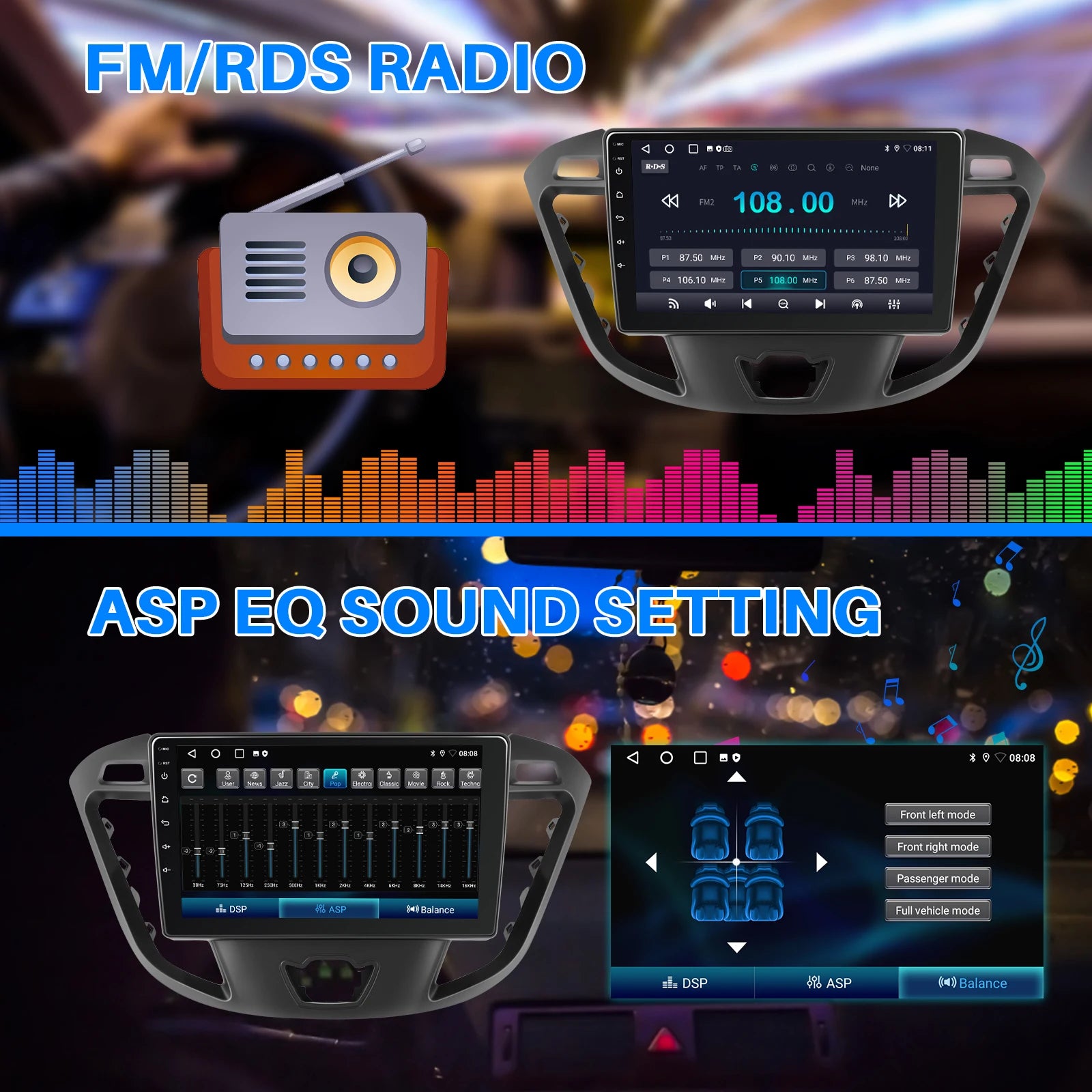 ESSGOO 9" Android 14 4+64G Car Stereo Carplay Android Auto GPS Wifi RDS Bluetooth For Ford Transit Custom 2012-2021 Touchscreen