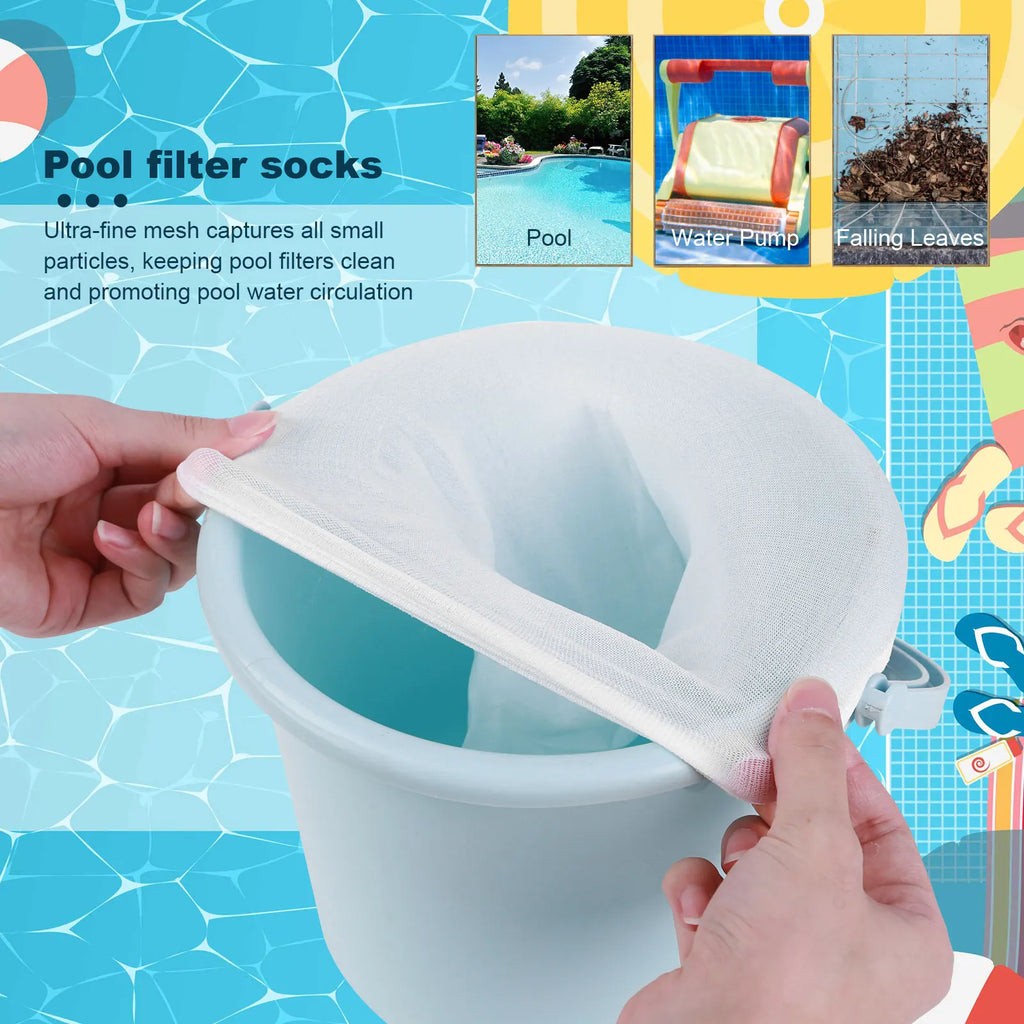 5-50pcs Pool Skimmer Socks Elastic Nylon Mesh Design Pond Debris Leaves Filters Basket Skimmers Swimming Pool Clean Accessories