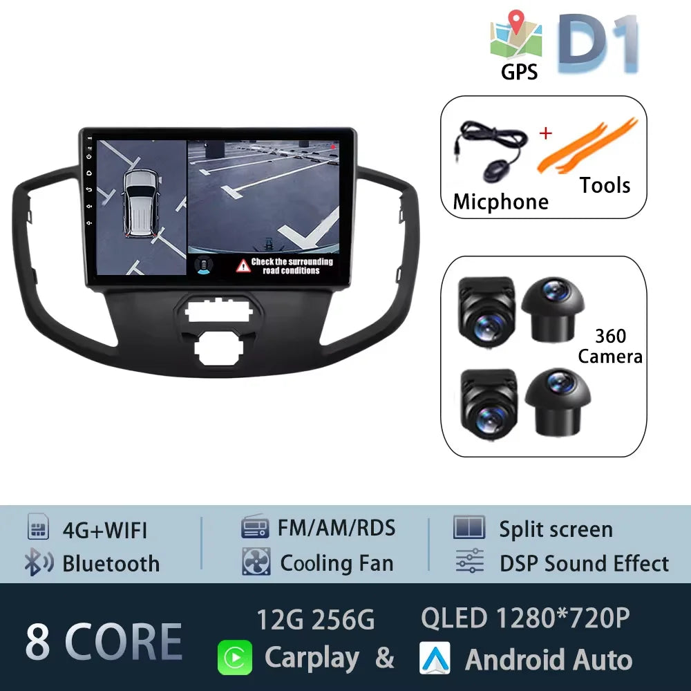 Android 15 for Ford Transit 2015 - 2018 Qualcomm Snapdragon Navigation 4G WIFI  Multimedia Player Auto Carplay auto BT