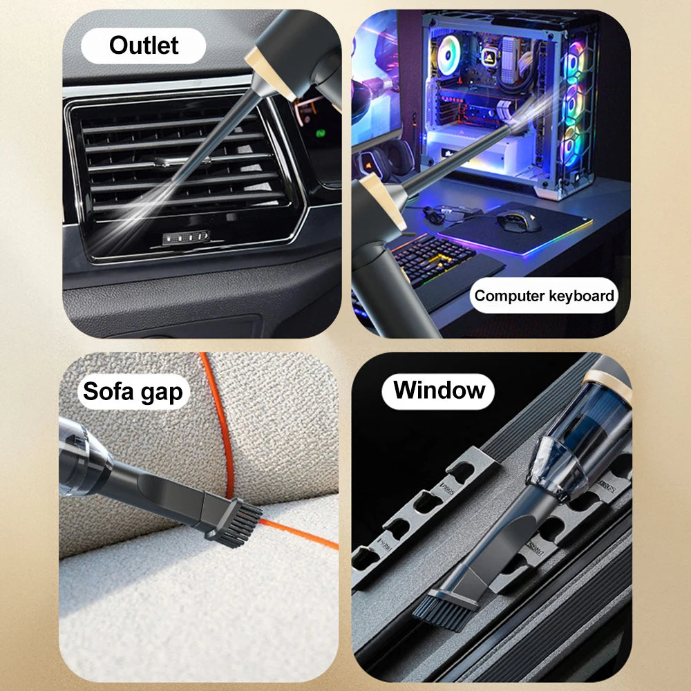 Cordless Rechargeable Car Vacuum Cleaner handheld Portable  Motor Vacuum Cleaner 60W With Short Long Nozzle Brush