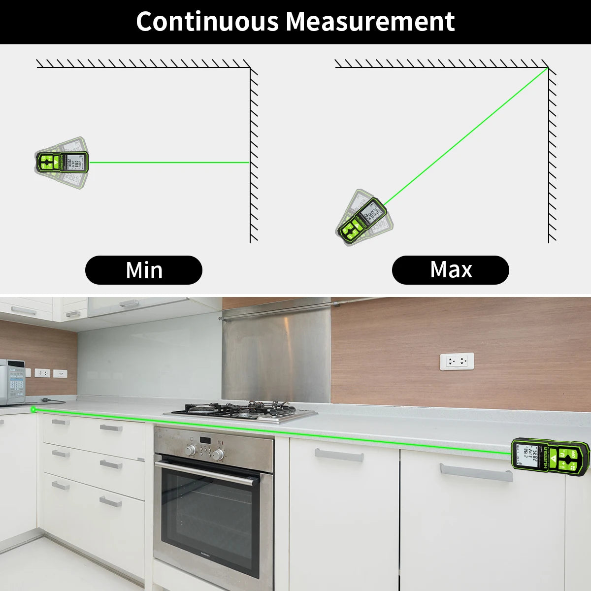 Huepar S60-G Digital Green Laser Distance Meter 60M Laser Tape Measure Rangefinder With LCD Angle Sensor Measuring Tools