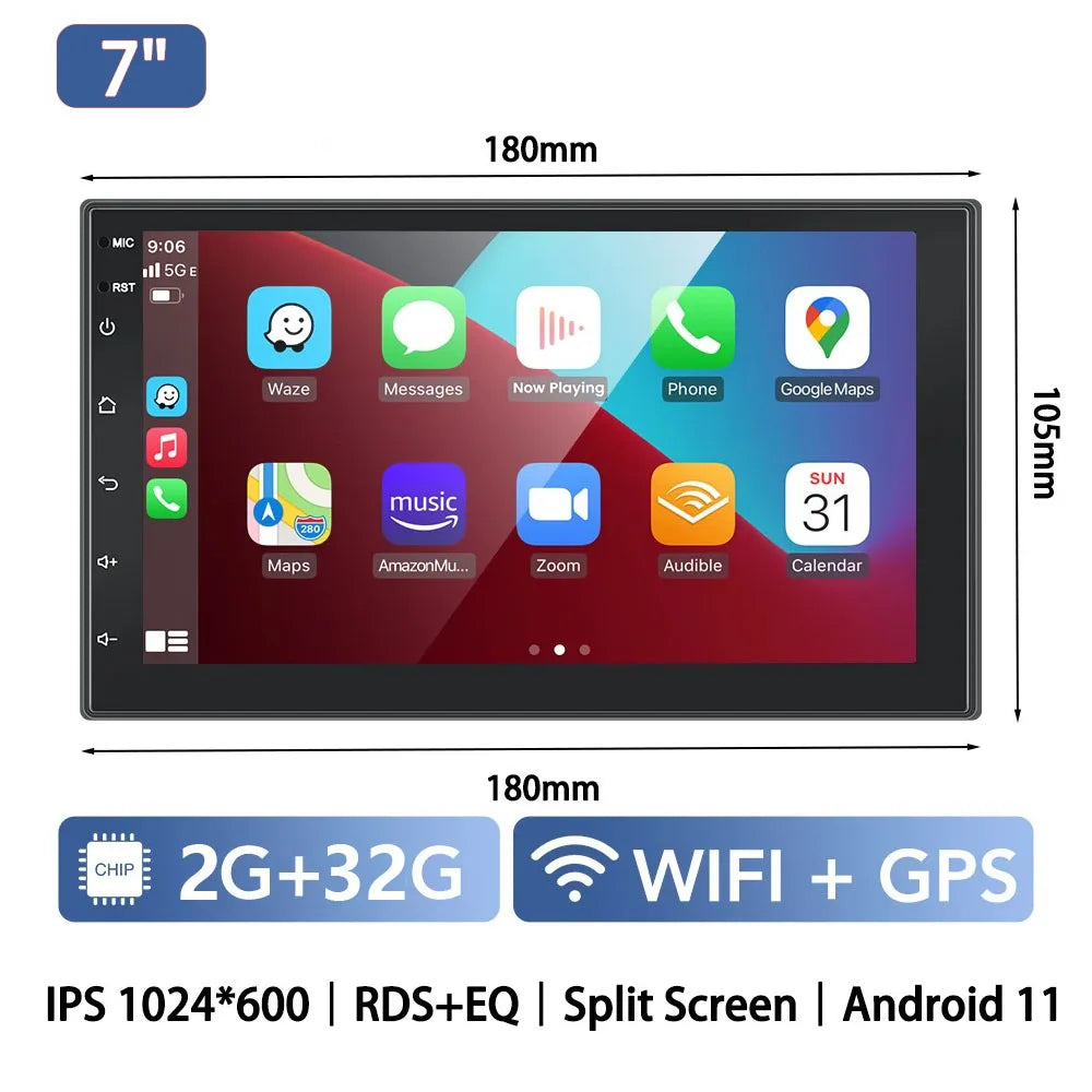 Car Radio 2 Din Multimedia Video Player Carplay Android Auto Android 13 Universal 7 Inch 2 din android Navigation Auto Stereo