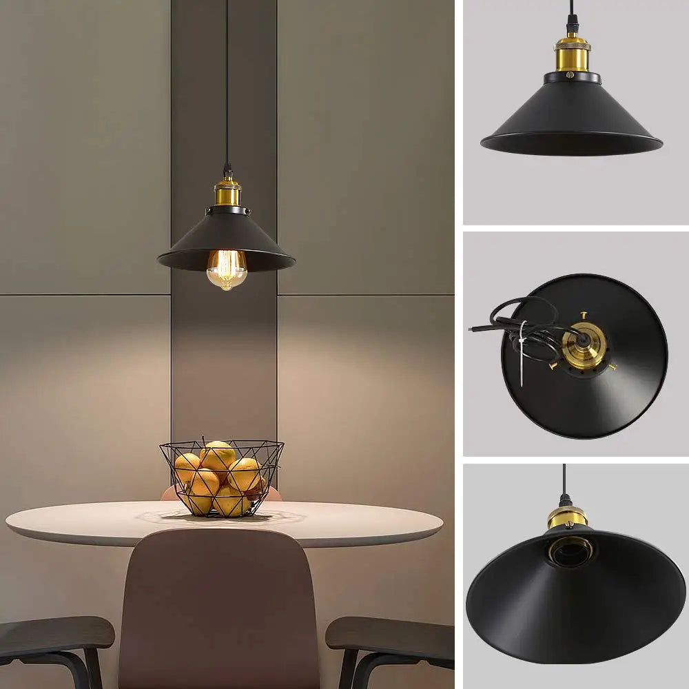 3 Lights Vintage Industrial Pendant Light, Metal Edison Design,Black Metal Hanging Chandeliers,E27 Ceiling Lighting for Kitchen
