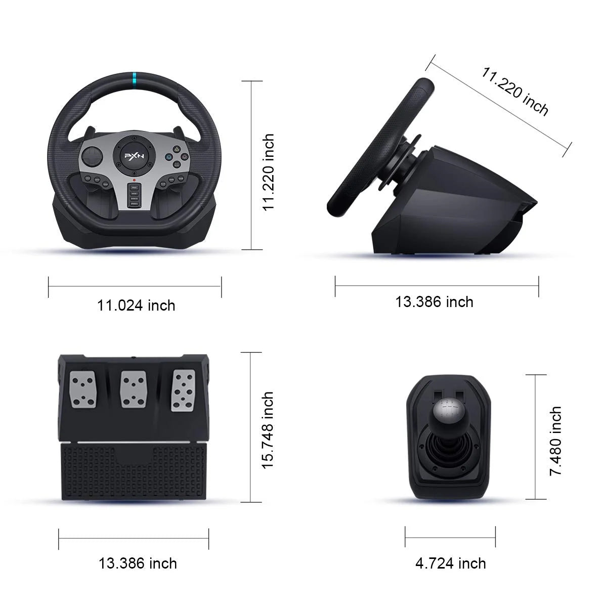 PXN V9 Gen2/V9 Gaming Steering Wheel 270°/900° Racing Simulator for PS4,PS3,PC Windows 7/8/10/11,Xbox One,Xbox Series X/S