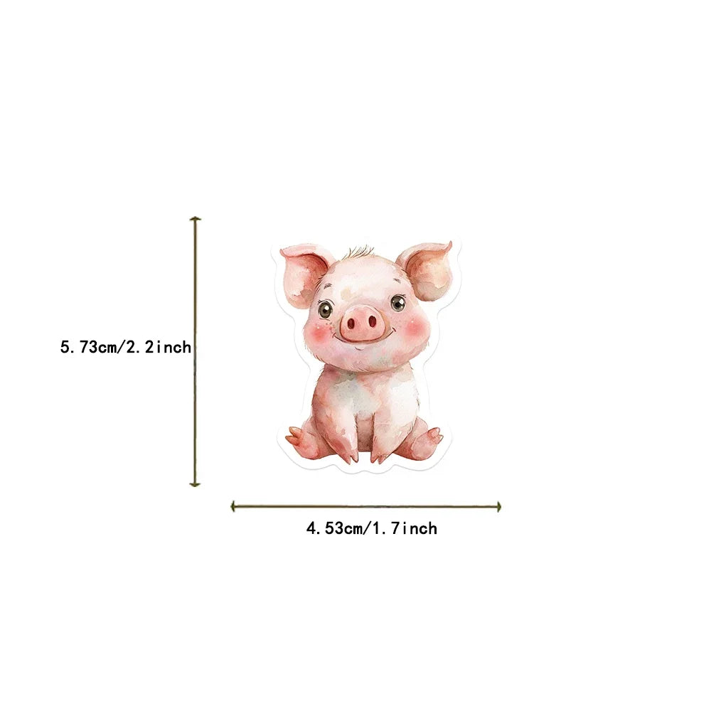 50PCS Cute watercolor animal cartoon graffiti sticker DIY skateboard phone laptop waterproof cool sticker, sticker toy