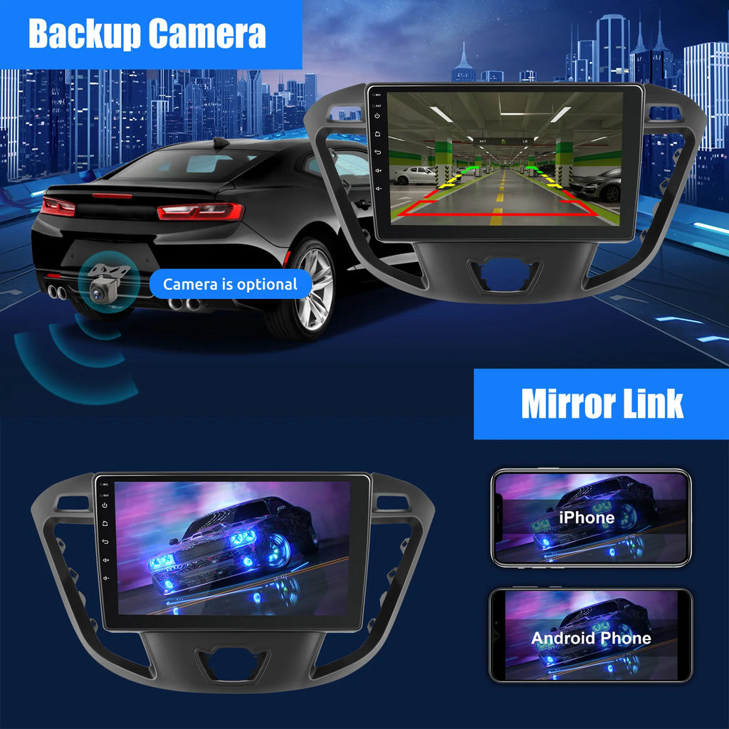 ESSGOO 9" Android 14 4+64G Car Stereo Carplay Android Auto GPS Wifi RDS Bluetooth For Ford Transit Custom 2012-2021 Touchscreen