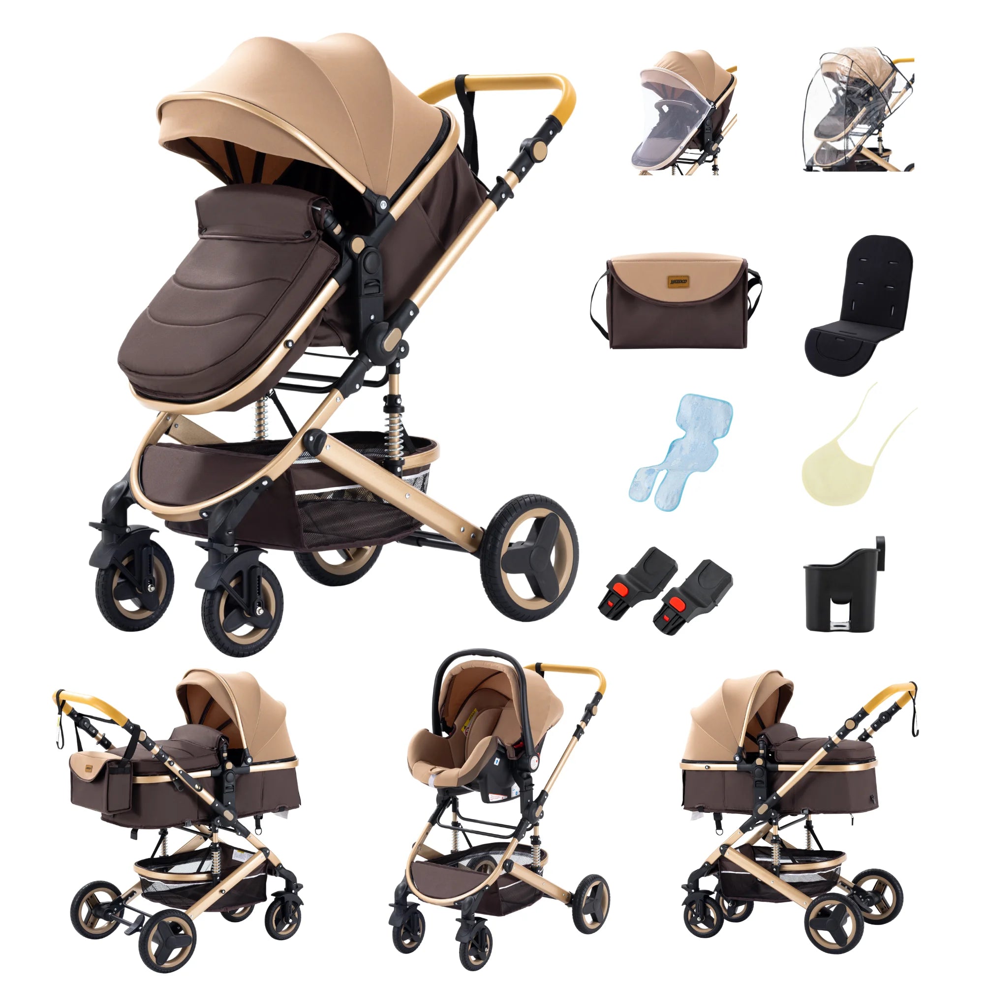 Baby Stroller 3 in 1 Multifunctional Stroller Easy Folding Travel Portable Baby Carriage Safety Seat EU Standard Free Shipping