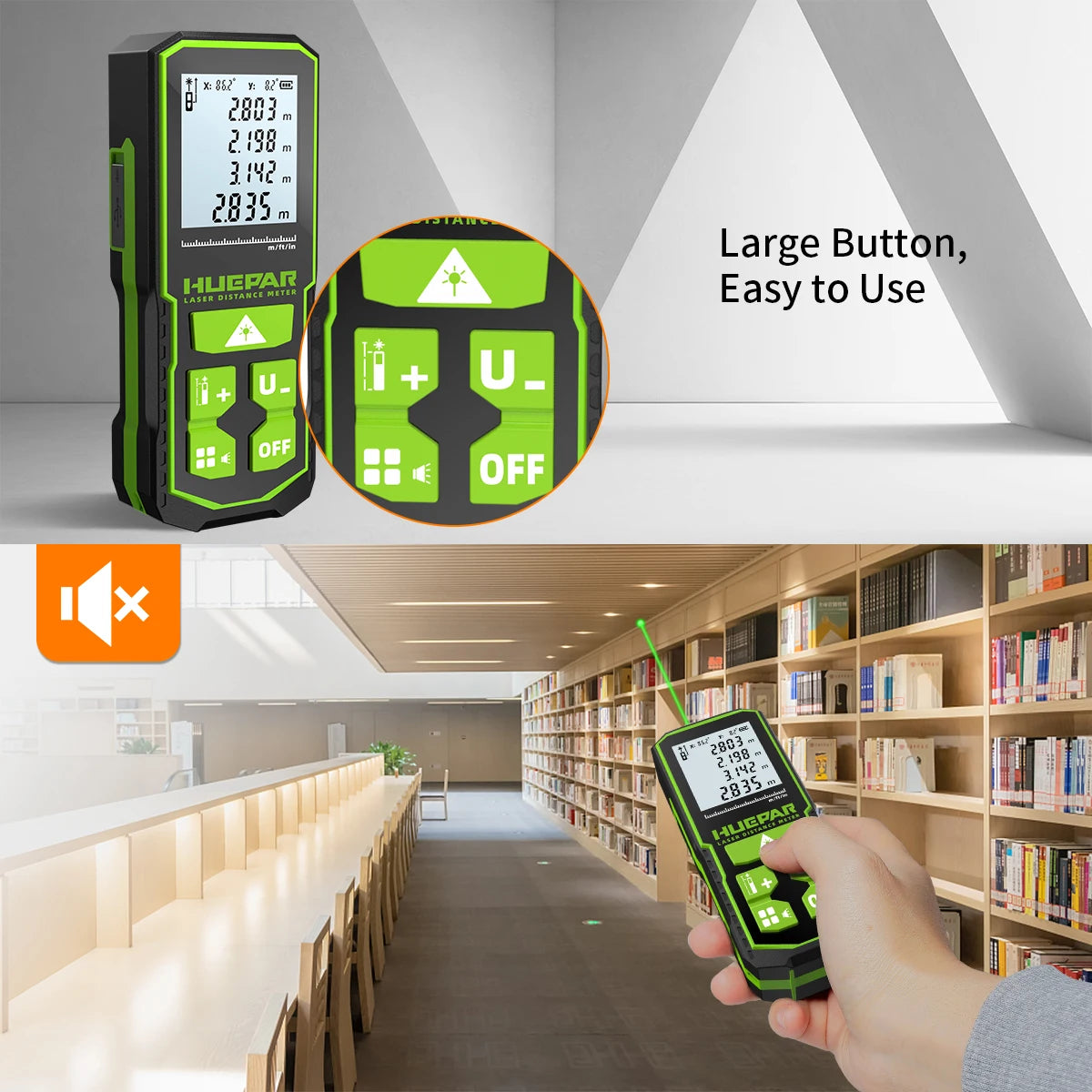 Huepar S60-G Digital Green Laser Distance Meter 60M Laser Tape Measure Rangefinder With LCD Angle Sensor Measuring Tools