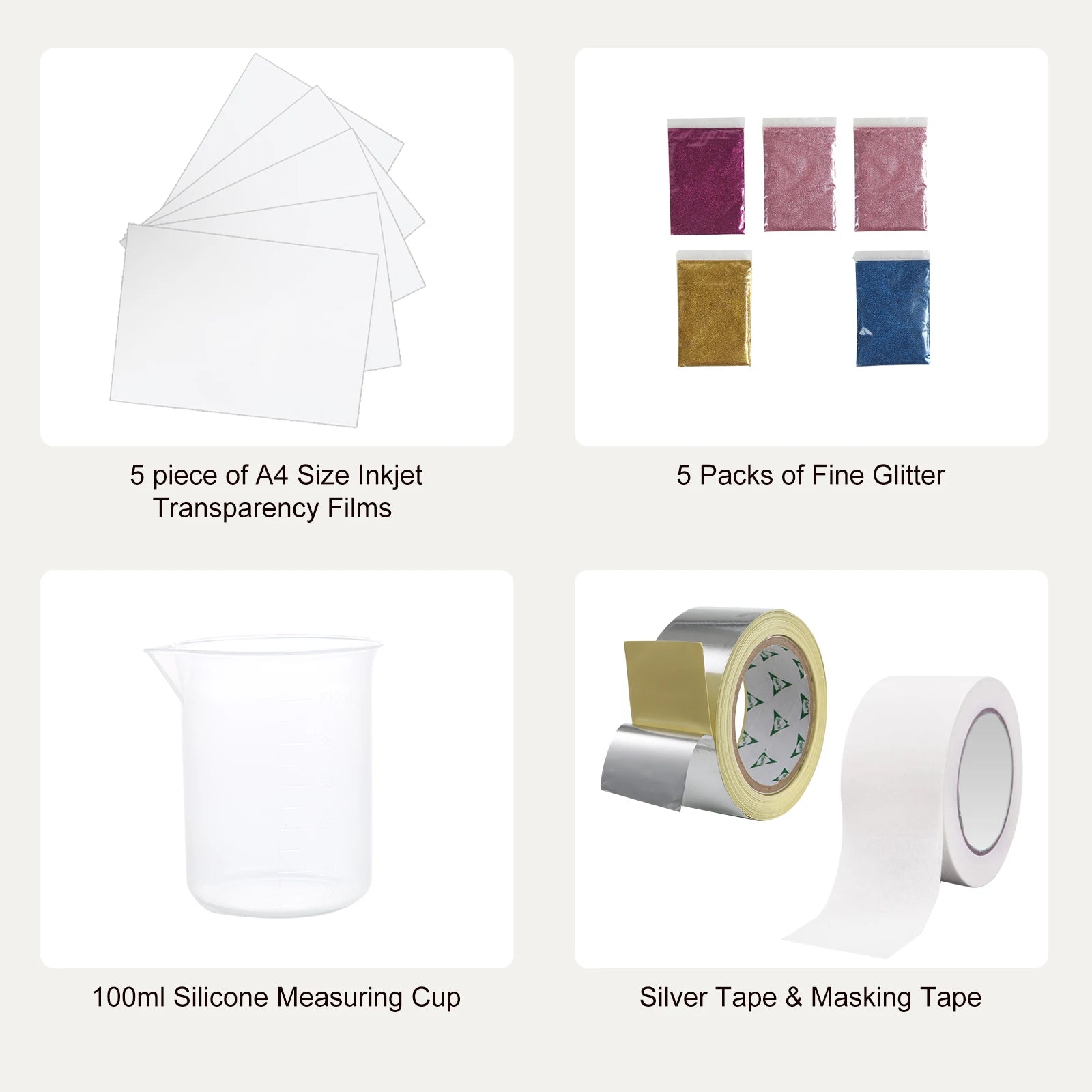 SucceBuy Screen Printing Kit 2/3 Pieces Aluminum Silk Screen Printing Frames 110 Count Mesh 5 Glitters and Screen Printing