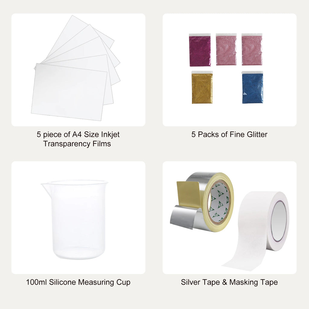 SucceBuy Screen Printing Kit 2/3 Pieces Aluminum Silk Screen Printing Frames 110 Count Mesh 5 Glitters and Screen Printing