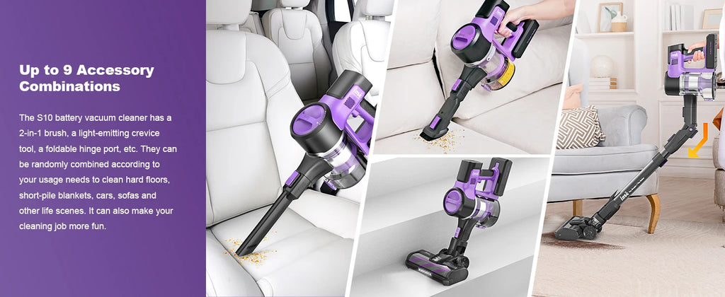 INSE S10 Cordless Vacuum Cleaner, 6-in-1 Stick Vacuum with 45Kpa Powerful Suction, Max 50 Min Runtime Rechargeable Battery
