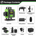 HGLINE 16 Lines 4D Laser Level Rotatable Leveling Machine Rechargeable Automatic Leveling Tool 2X6000mAh Battery Set With Tripod