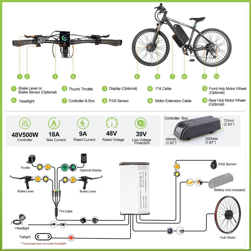 Bafang 48V 500W Front Rear Hub Motor Brushless Gear Bicycle Electric Bike Conversion Kit 20-29 Inch 700C Wheel Drive Engine