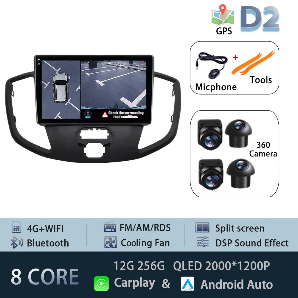 Android 15 for Ford Transit 2015 - 2018 Qualcomm Snapdragon Navigation 4G WIFI  Multimedia Player Auto Carplay auto BT