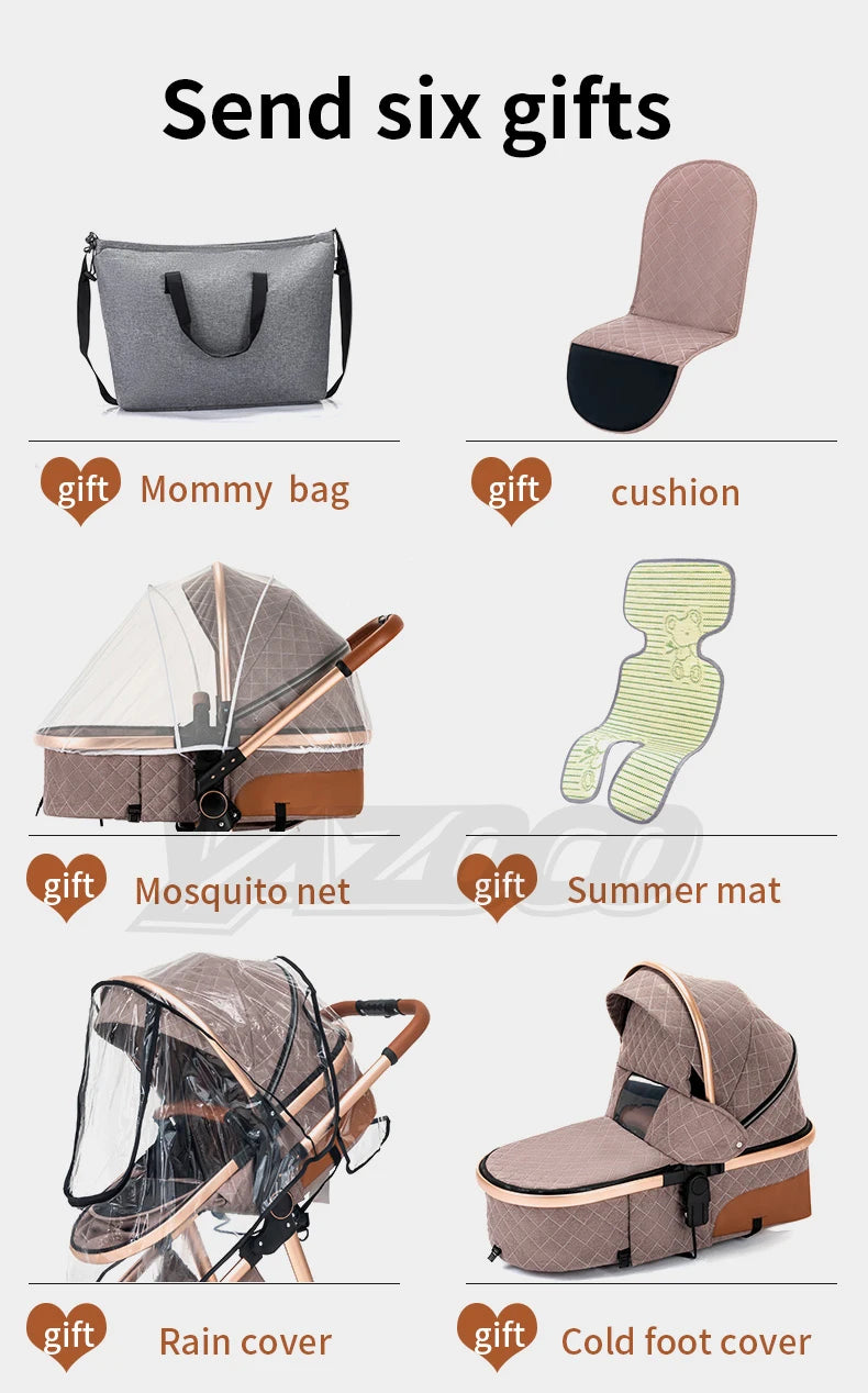 Baby Stroller 3 in 1 Multifunctional Stroller Easy Folding Travel Portable Baby Carriage Safety Seat EU Standard Free Shipping
